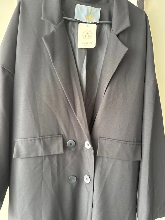 Blazer long noir- oversize - taille unique - femme - neuf avec étiquette - photo numéro 8