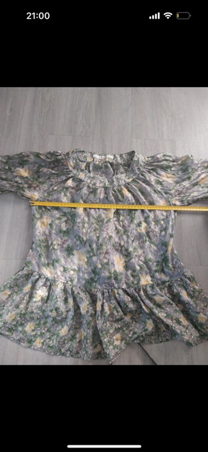 Blouse manches 3/4 100% soie Zara taille S - photo numéro 2