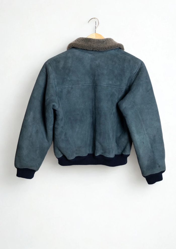 Veste aviateur bleu pétrole en cuir Christian Dior Enfant XS - photo numéro 8