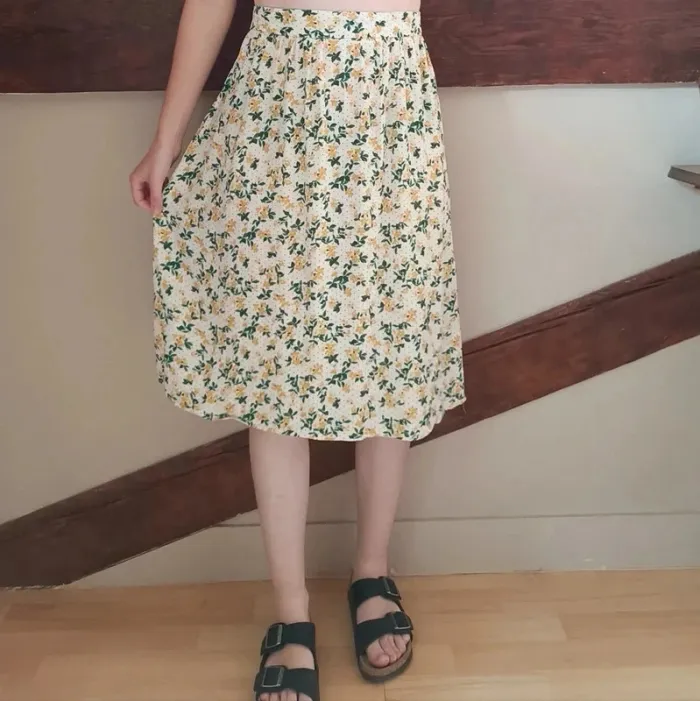 Jupe mi-longue crème jaune fleurie La Redoute - photo numéro 2