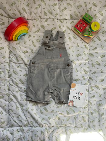 salopette short en jean gris pressions entre les jambes 18 mois vertbaudet