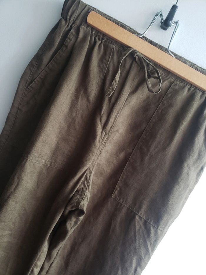 Pantalon en lin Kaki - photo numéro 2