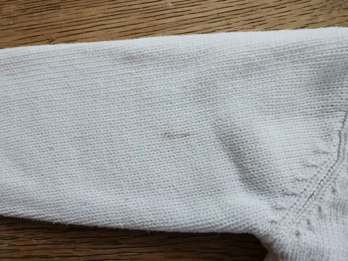 Gilet blanc et marron grain de blé 6mois 68cm. - photo numéro 4