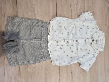 Ensemble chemise et short, blanc et marron, Plus, 18 mois