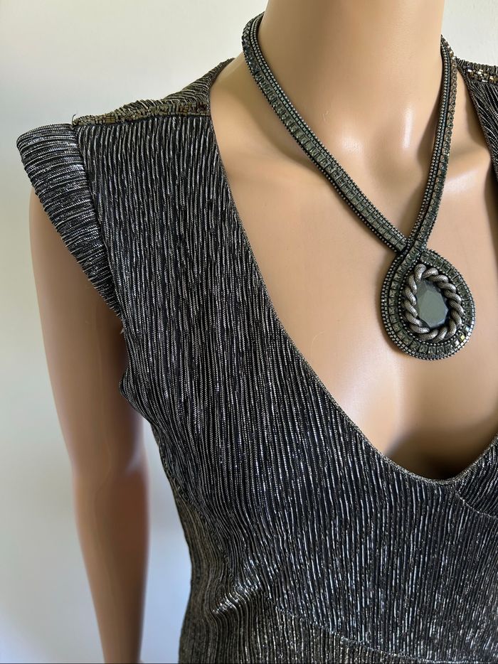 Robe argentée et dorée brillante à manches courtes Morgan taille XS jamais portée - photo numéro 4