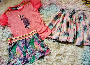 Ensemble kidzart été jupe tee shirt perroquet