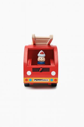🚒 Camion de Pompier en Bois – Pompier Choco | Jouet Éducatif 18-24 Mois | Très Bon État