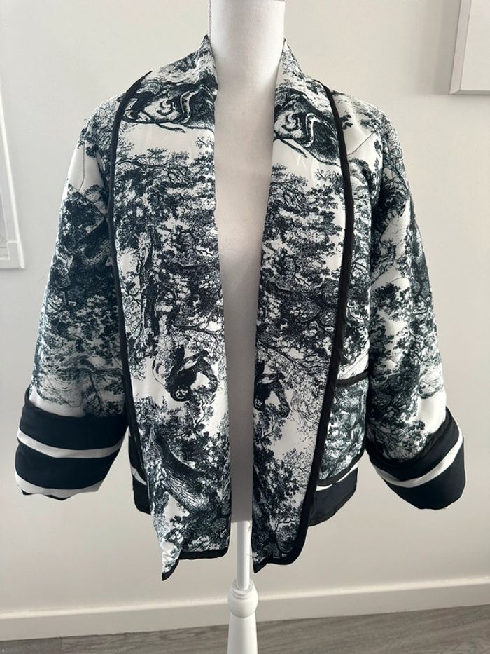 Veste matelassée oversize imprimés tapisserie noire et blanche T38 M - photo numéro 2
