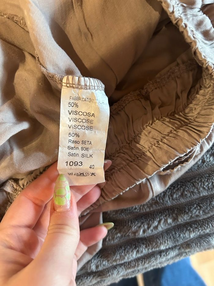 Ensemble pantalon & top beige effet soie – Taille unique (convient S/M) - photo numéro 10