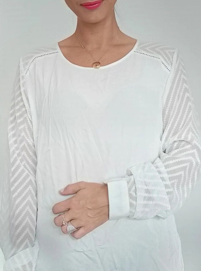 Blouse blanche chic manches voile taille 42 - photo numéro 3
