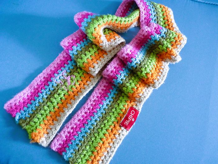 Echarpe bonnet Fille Chipie laine tricot multicolore ensemble accessoire mode TBE - photo numéro 5