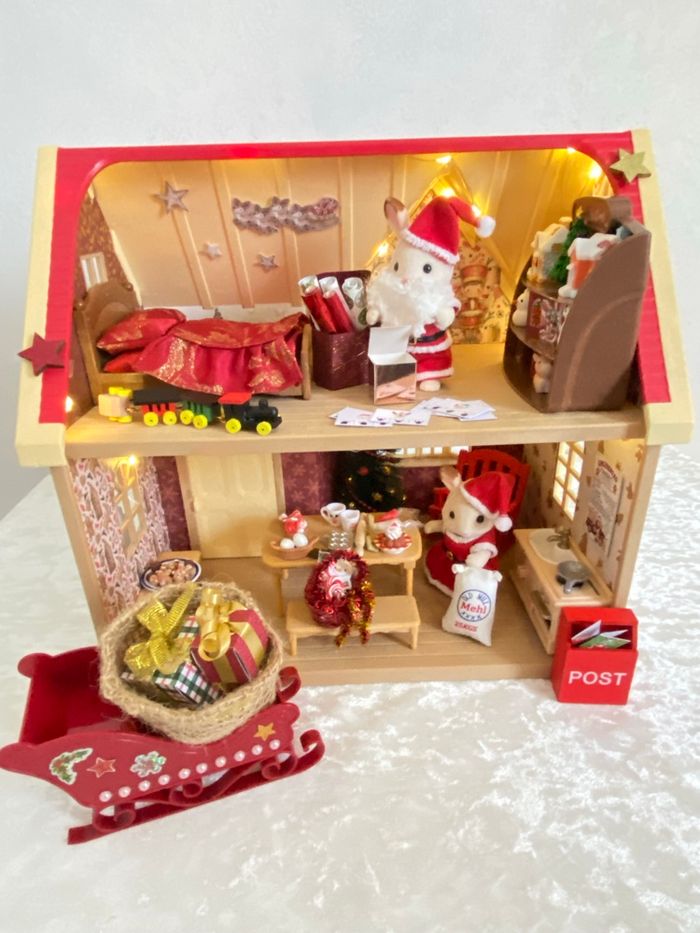 Atelier du Père Noël Sylvanian maison cottage meublé éclairé