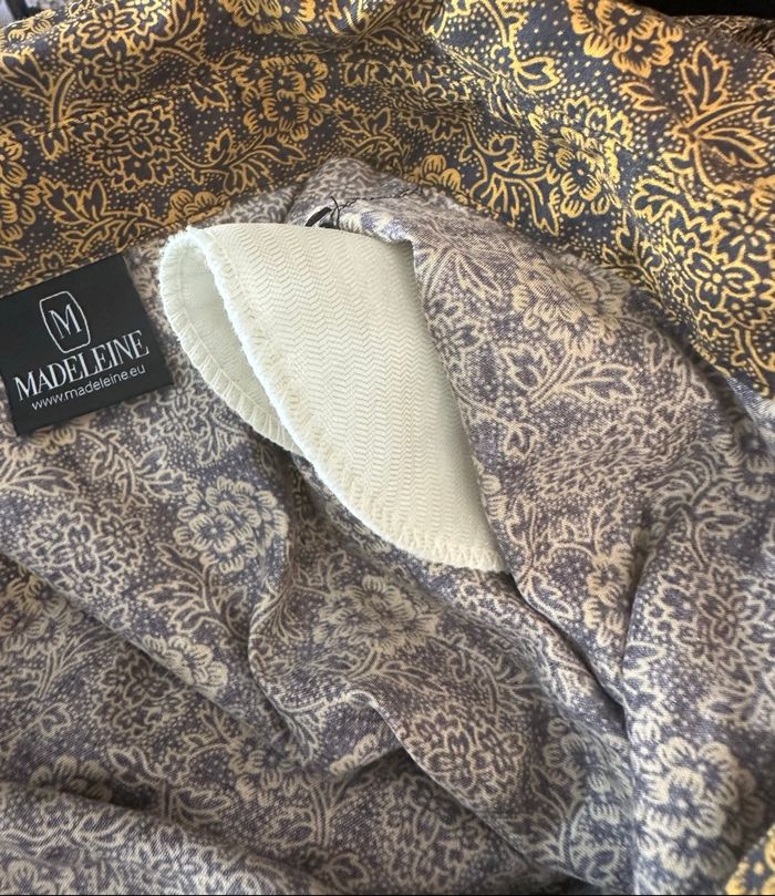 Chemisier à fleurs baroque jaune moutarde et noir Madeleine T40 L - photo numéro 8