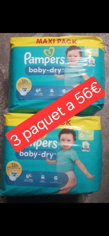 3 paquet de couche Pampers taille 6 a 56€