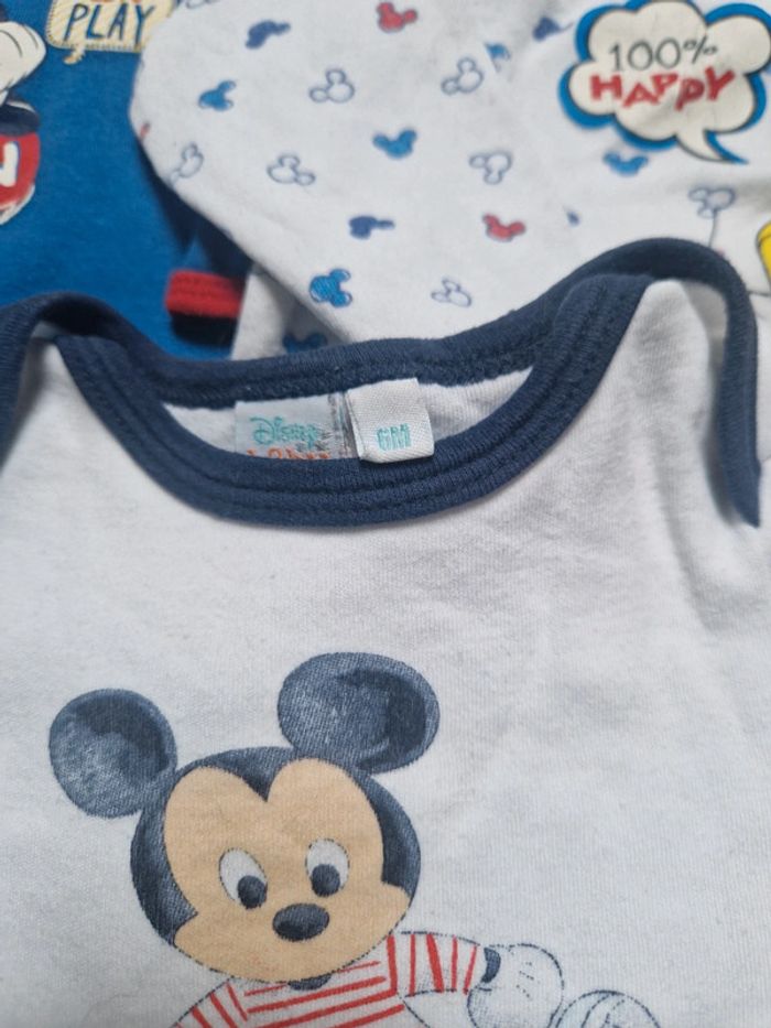 Lot de 3 bodys ML Mickey 6 mois - photo numéro 2