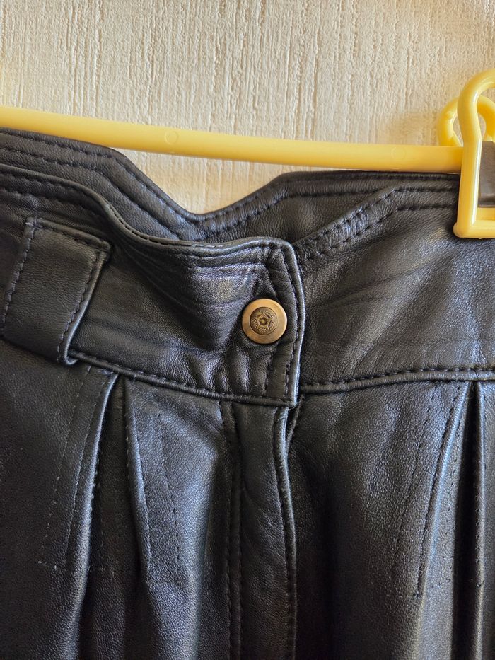 Pantalon en Cuir Véritable Vintage Taille Haute - photo numéro 4