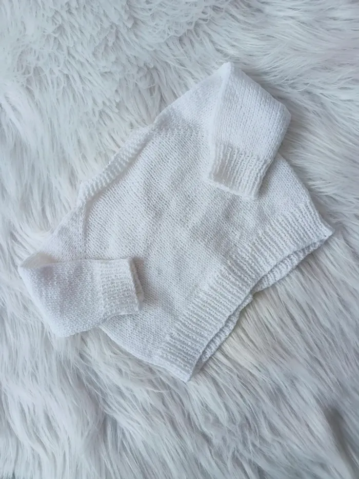 Cardigan fait main blanc Naissance - photo numéro 4