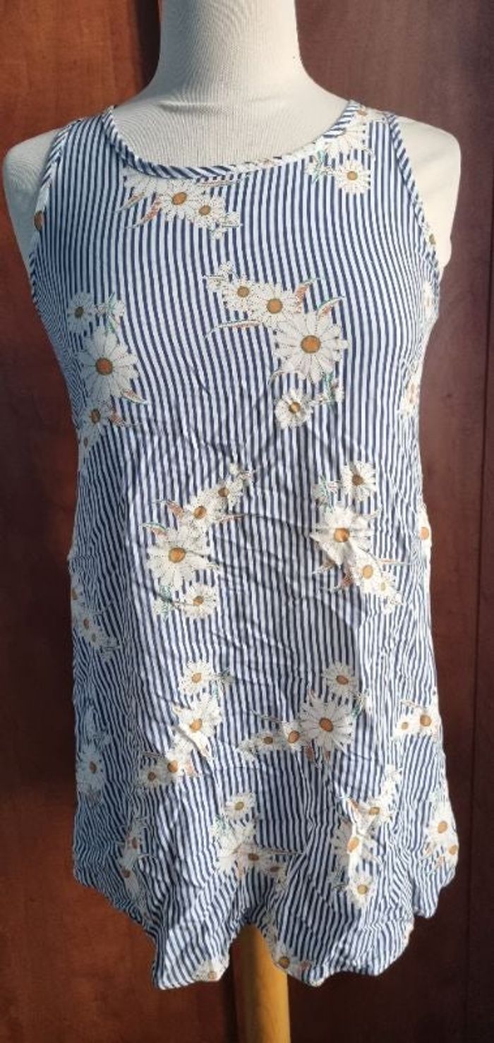 Tunique robe à motifs rayures et fleurs 16ans