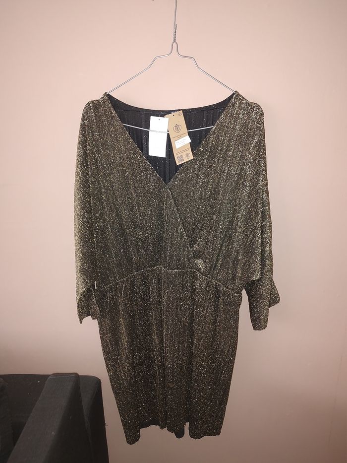 ✨ Robe noire à paillettes dorées – Kiabi – Taille L – NEUVE ✨
