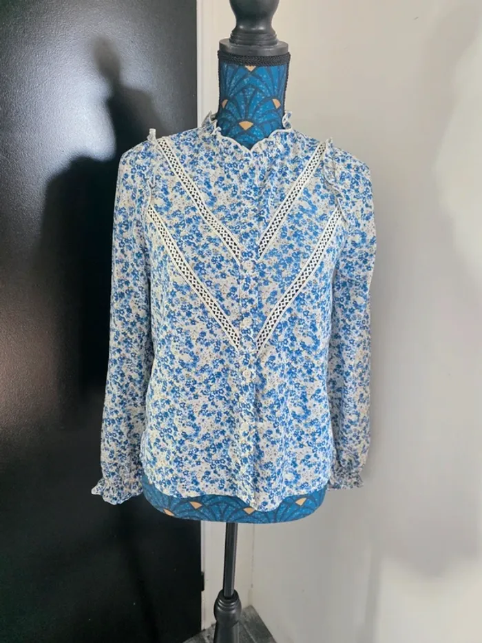 Chemise shein bleu et blanche Fleuri - photo numéro 2