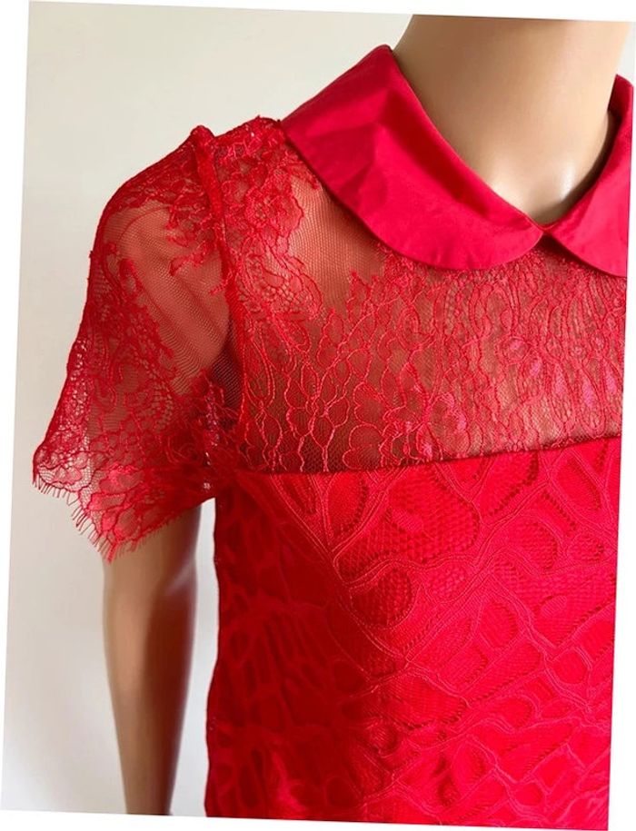 Haut rouge en dentelle à manches courtes Morgan taille S jamais porté - photo numéro 5