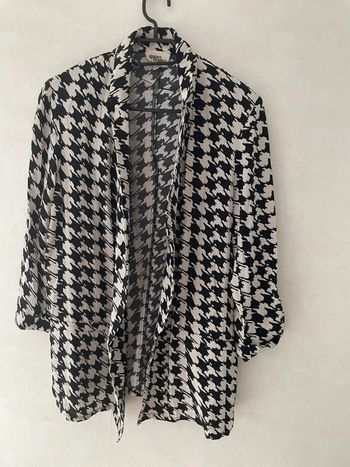 🤍 Joli Blazer Femme Grain de Malice - Motif Pied de Poule Noir & Blanc (Taille 42) 🖤