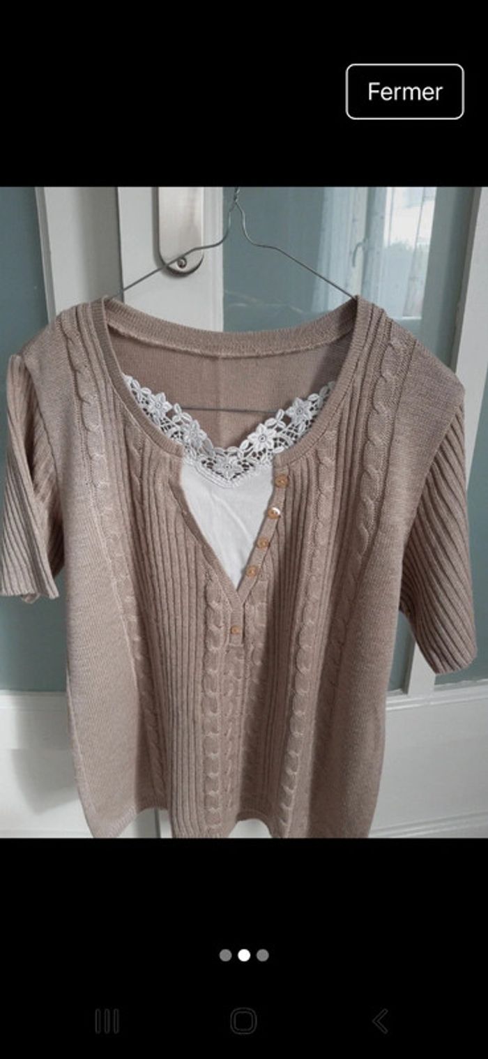 Pull marron beige 40 - photo numéro 2