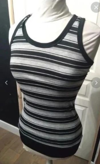 Débardeur a rayures été gris et noir t 36 neuf