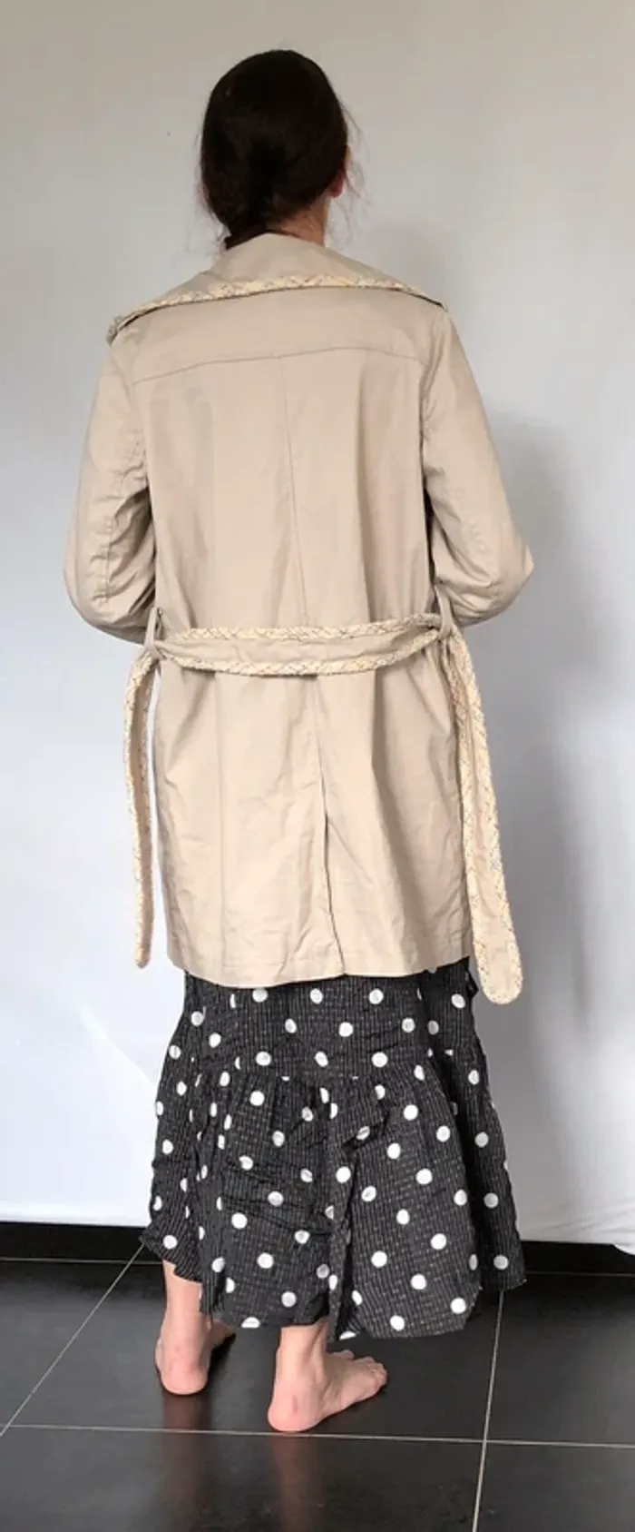 Trench beige avec boutons et ceinture tweed Morgan taille 42 excellent état - photo numéro 6