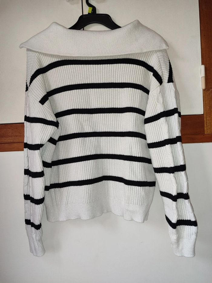 Pull marinière rayé noir et blanc Pimkie taille S - photo numéro 2