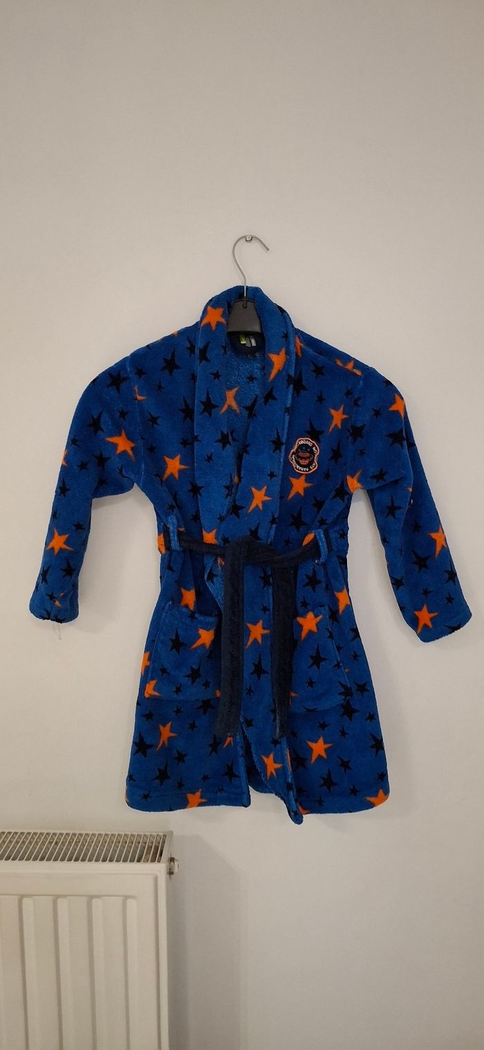 Robe de Chambre peignoir Garçon - Orchestra - Taille 8 Ans - Étoiles Orange et Bleu - Très Chaude