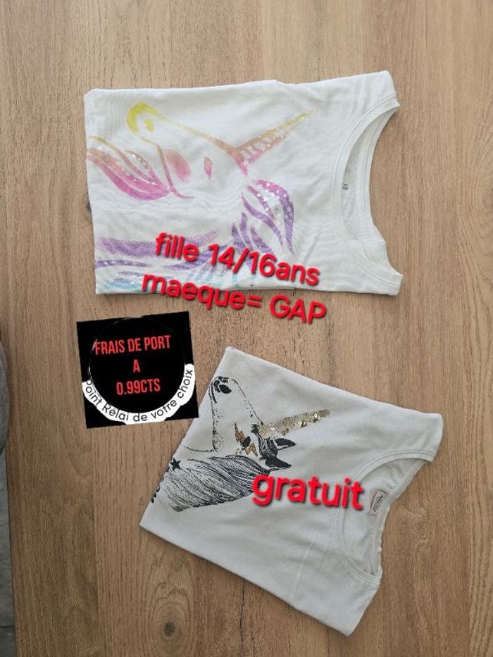 1 tee-shirt fille 14/16 ans  GAP LICORNE + 1 gratuit