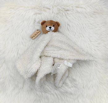 Doudou plat carré ours marron blanc Optidee