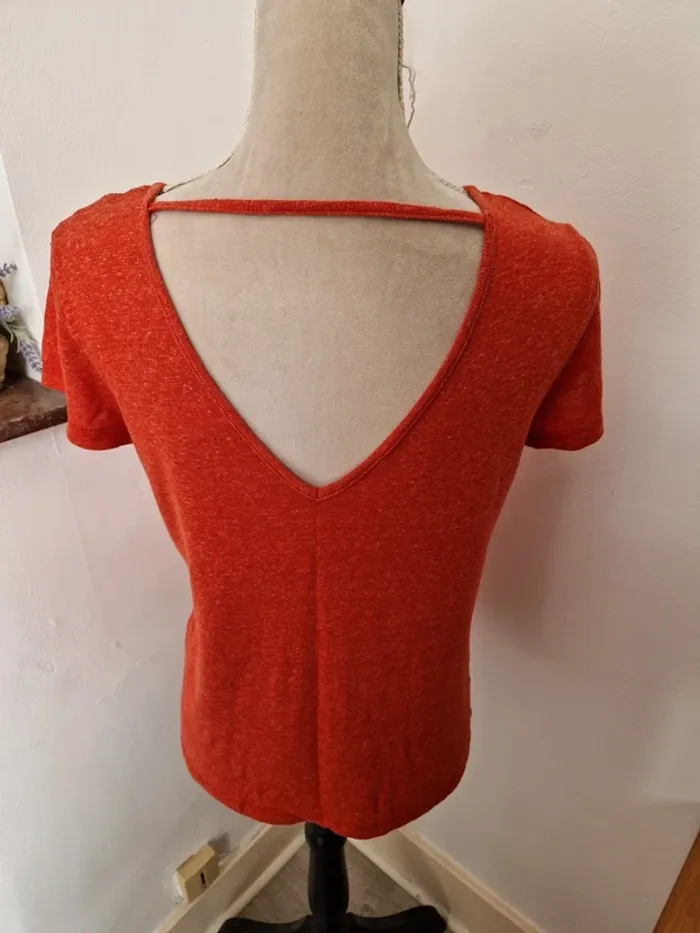 Tee shirt orangé corail folha taille M - photo numéro 2