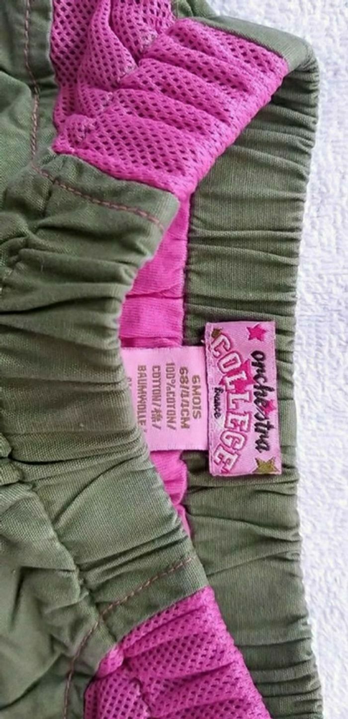 Pantalon fille rose et kaki 6 mois - photo numéro 3