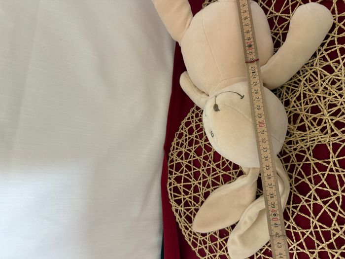 Doudou lapin blanc écru bleu NOUNOURS - photo numéro 3