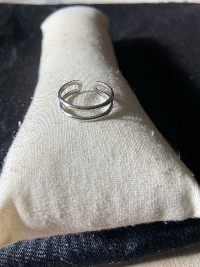 Bague minimaliste argentée double rang