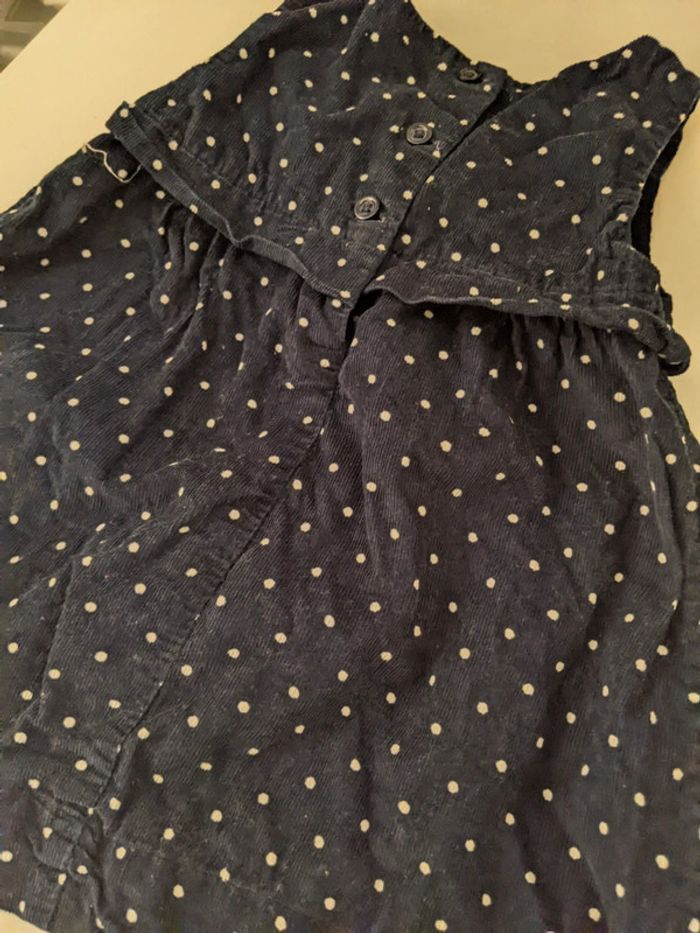 Robe chasuble velours bleu marine petits pois blanc Baby Gap 12-18 mois - photo numéro 4