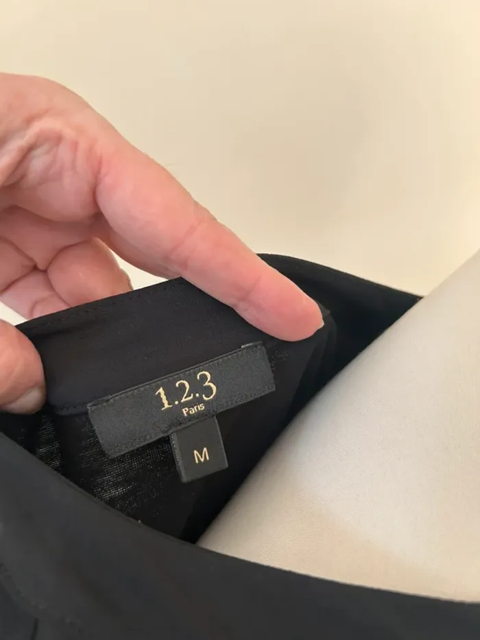 123 blouse haut top manches courtes Noir col V femme, taille 38/M - photo numéro 6