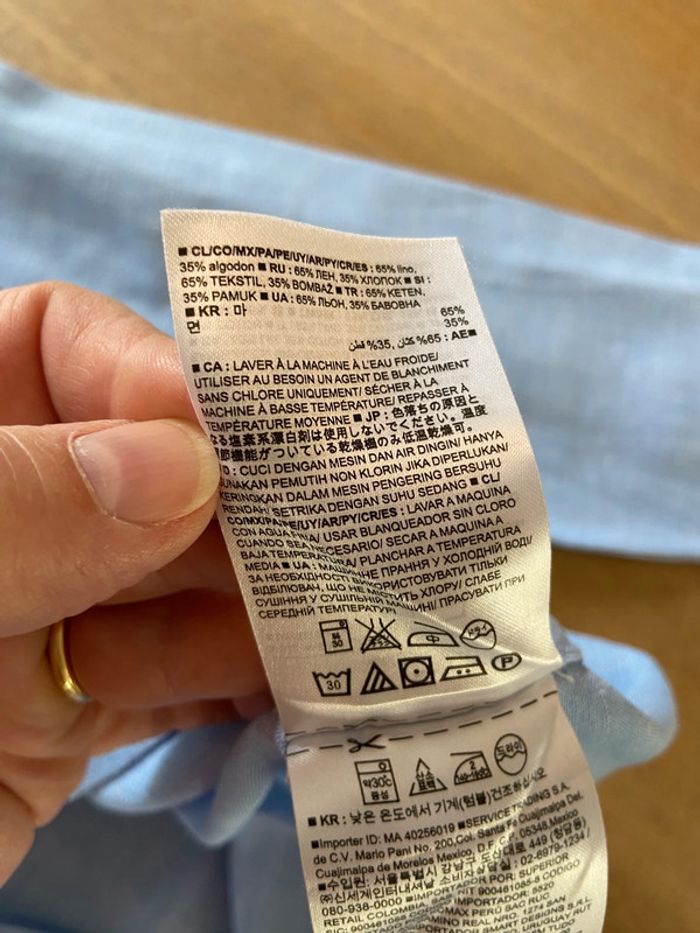 Chemisier lin et coton bleu clair Banana Republic taille M - photo numéro 10