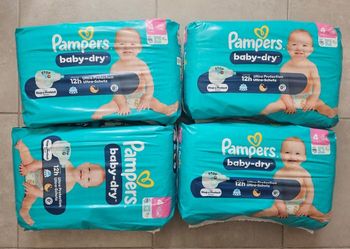 4 paquets de couches couches pampers taille 4