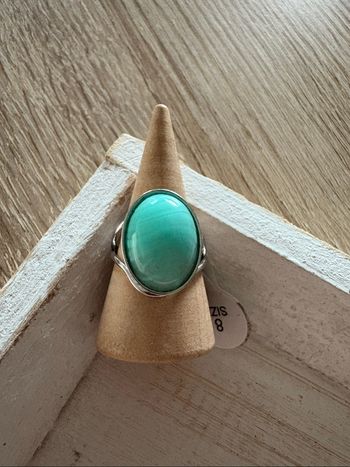 Bague argentée et turquoise T8