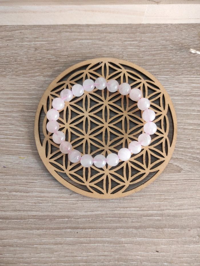 📿 Bracelet en quartz rose – Perles 8 mm (élastique)