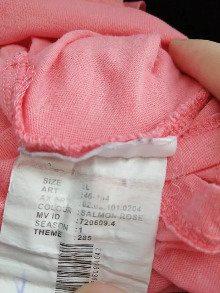 Tee-shirt crop top rose avec poche lapin et écriture / sans marque / (L) - photo numéro 5