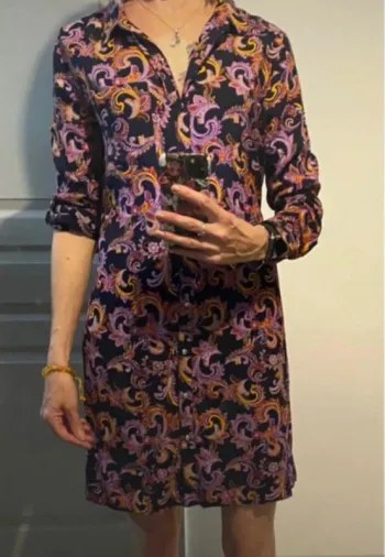 Robe cachemire violet jaune Anna Karel t38 neuve