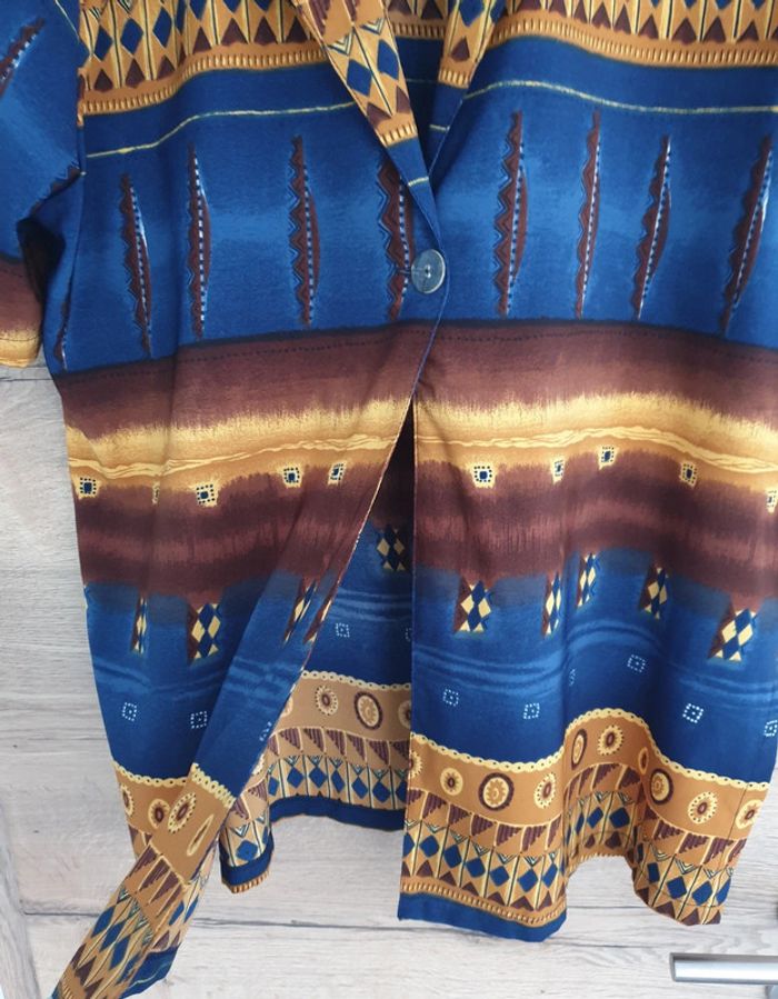 Chemise vintage bleu orange jaune marron - photo numéro 4