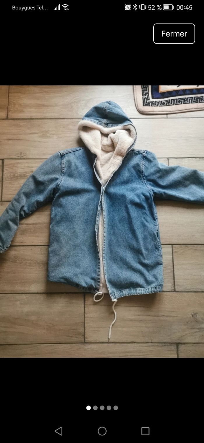 Manteau jean fourré chaud - photo numéro 5