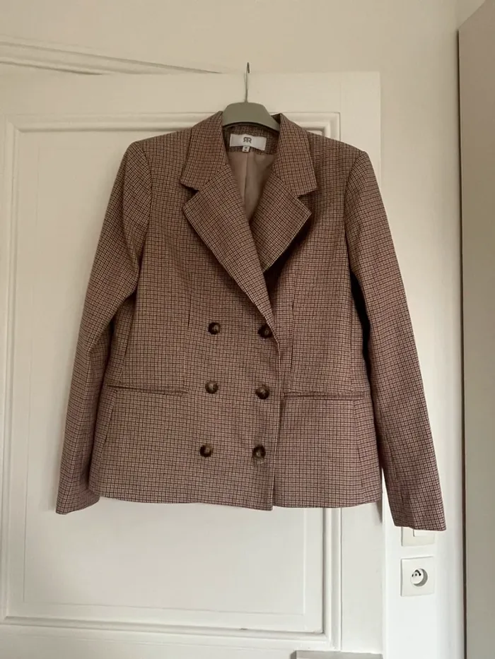 Veste blazer à carreaux /pied de poule style preppy très chic