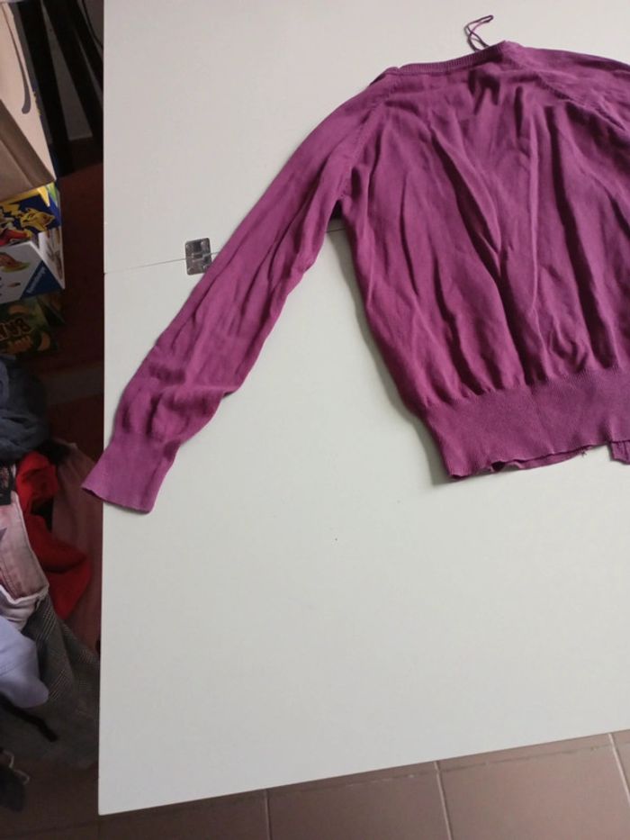 Gilet col v violet yessica c&A XS à bouton - photo numéro 7