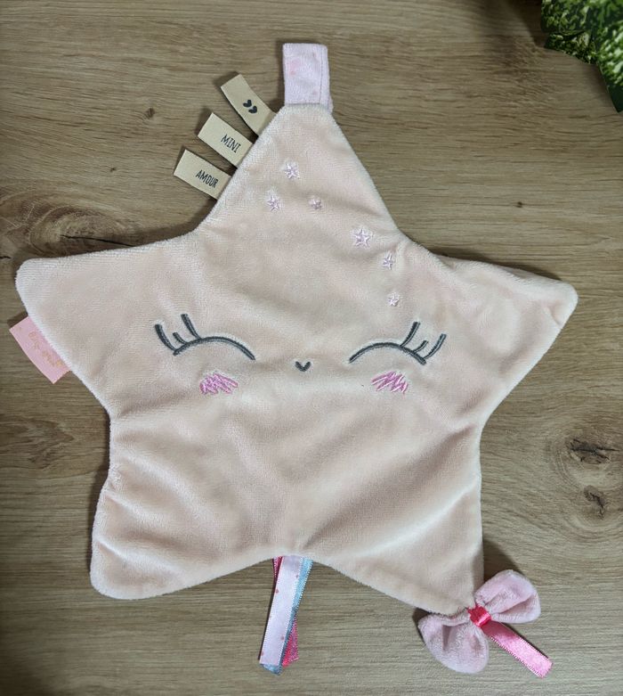 Doudou plat étoile rose je brille d amour mini amour Cad - photo numéro 2